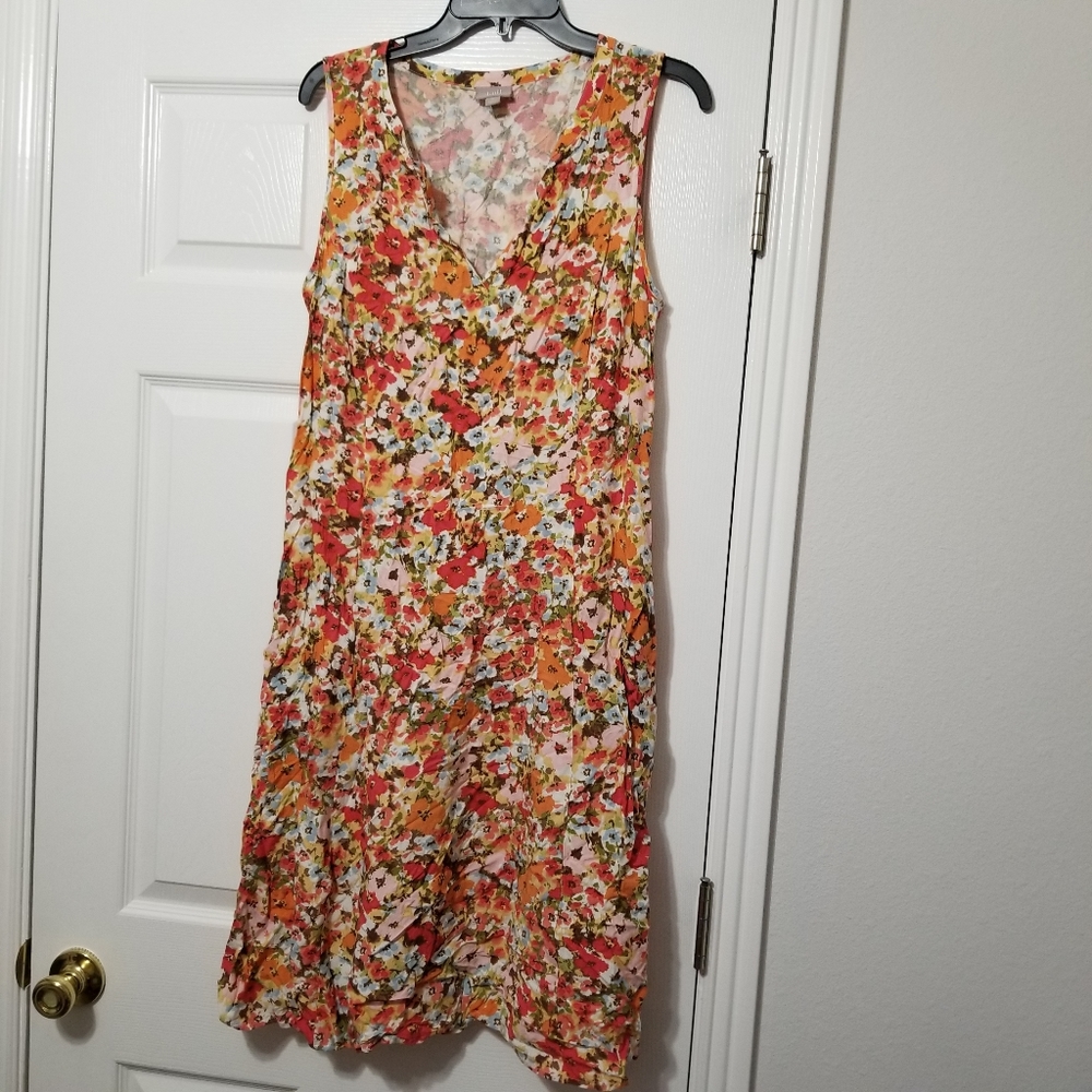 Plus Size - J. Jill Rayon Floral Print, Sleeveless Dress - Size 16